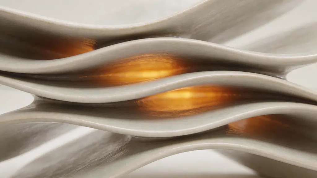 Abstract ceramic sculpture with glow