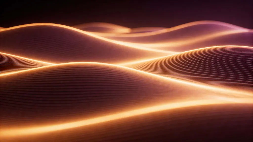 Abstract Wave Landscape in Amber Plum