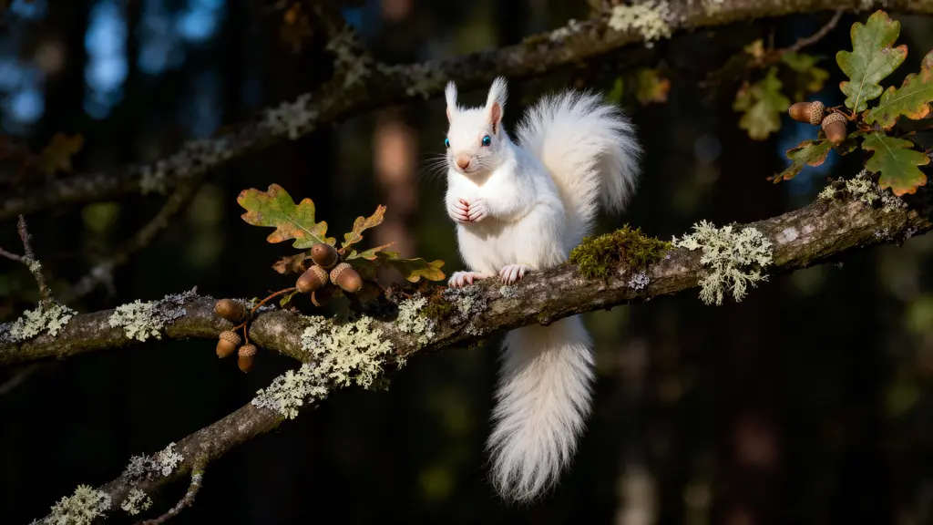 Albino Tree Squirrel Intimate Forest Portrait