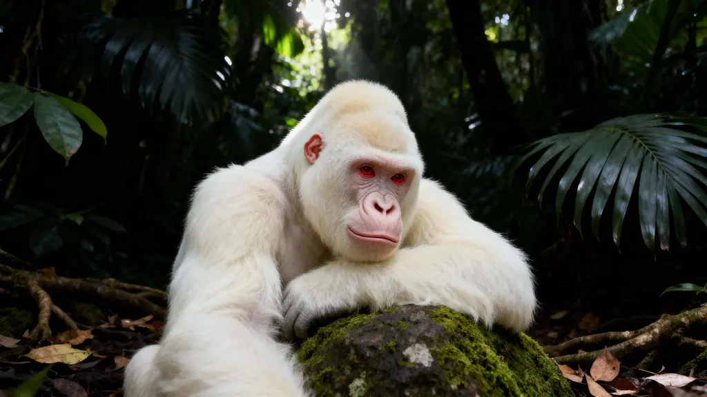 Albino western lowland gorilla portrait