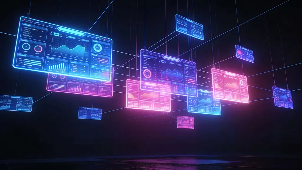 Analytics control room with holographic dashboards