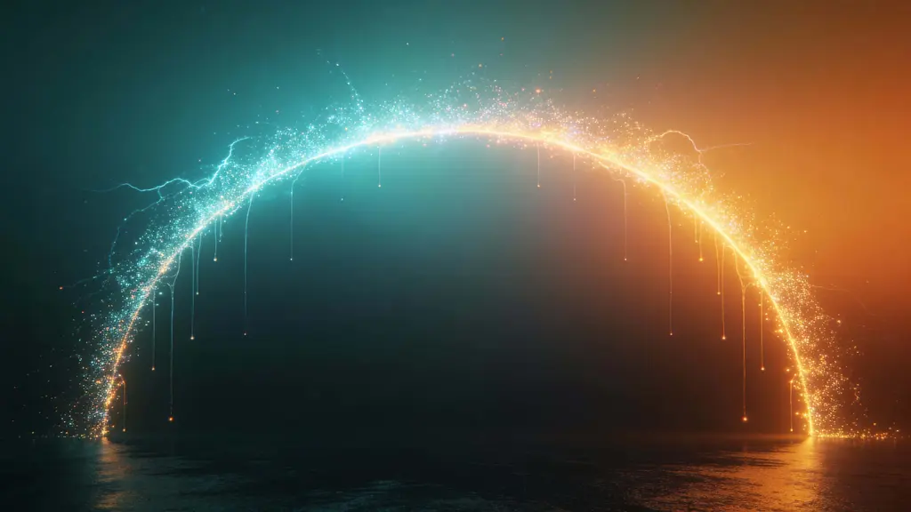 Arc of Shimmering Particles Over Void