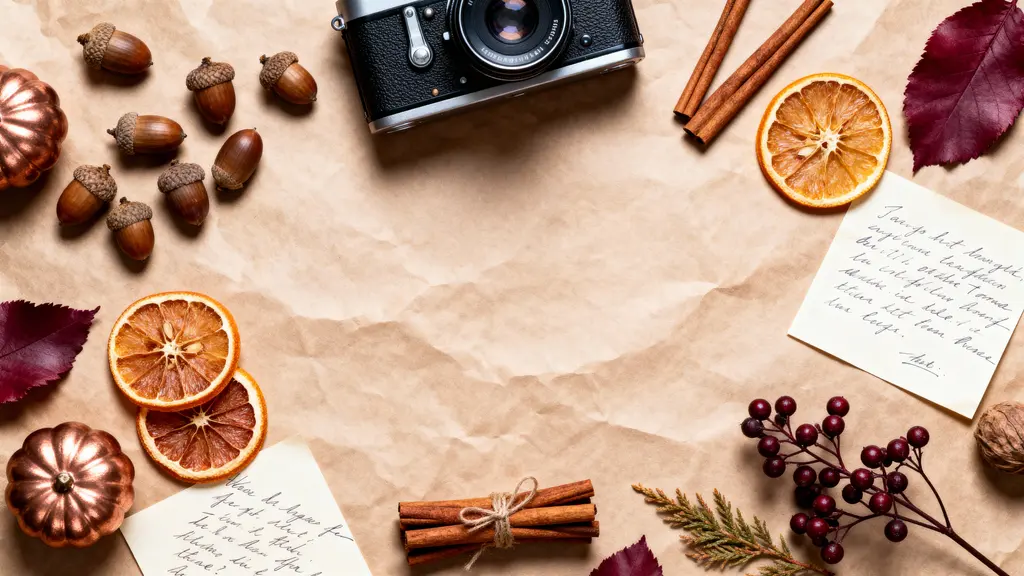 Autumn flat-lay still life symmetry