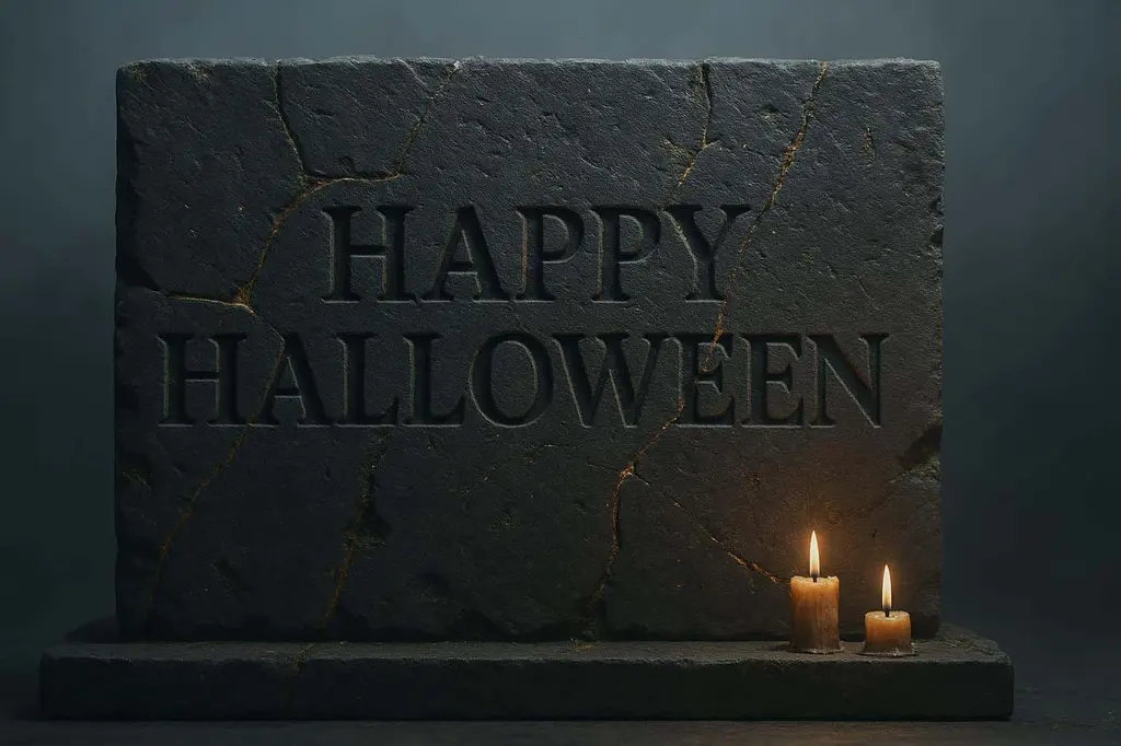 Basalt HAPPY HALLOWEEN Chiseled Letters