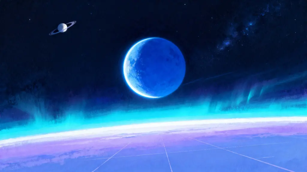 Blue planet glowing atmospheric vista