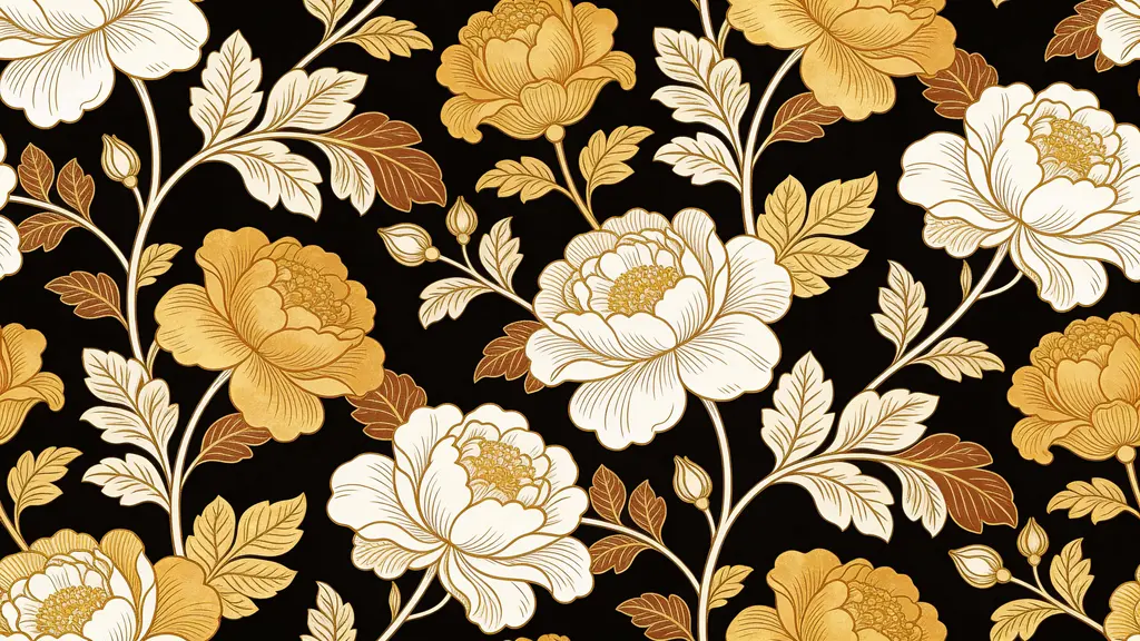 Botanical pattern with ornate flowers and foliage