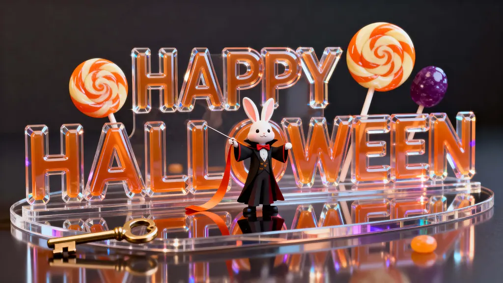 bunny-magician pulling ribbon from O