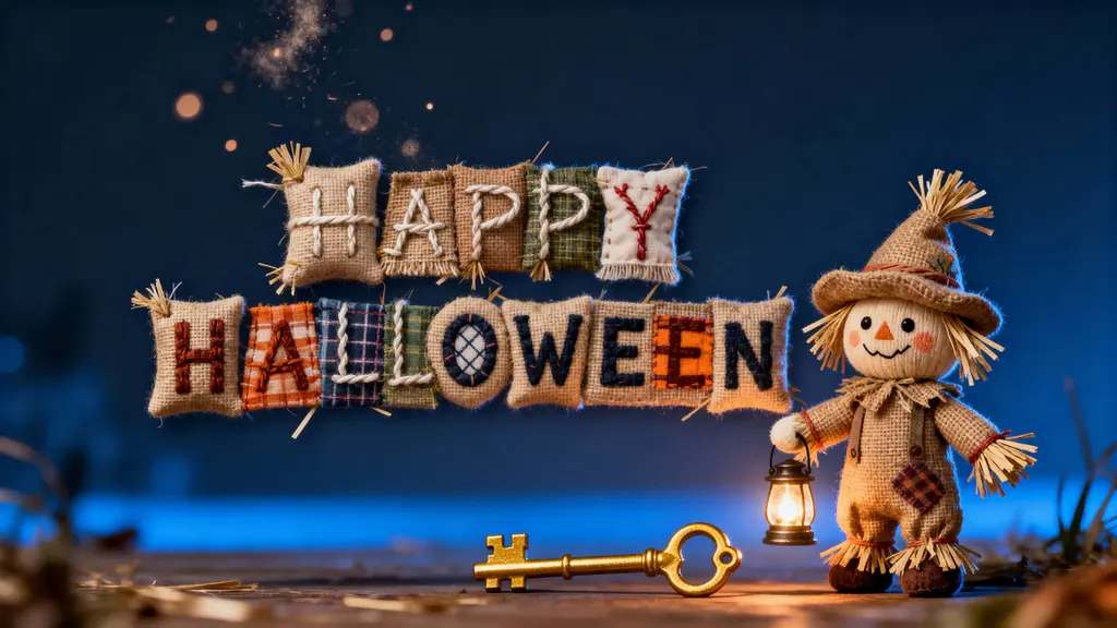 Burlap Halloween banner and scarecrow