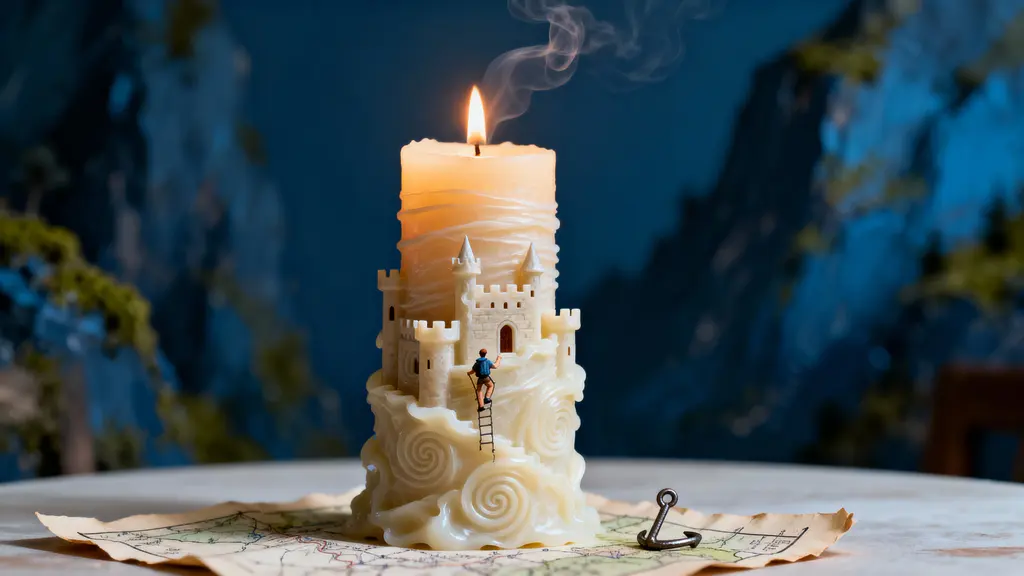 Candle-castle miniature in wax layers
