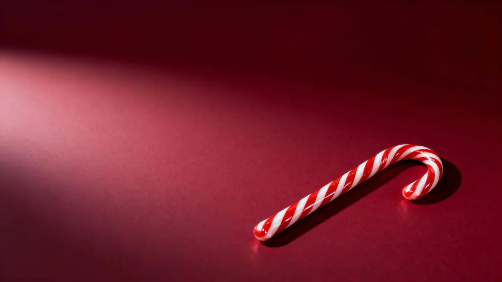 Candy cane on ruby red background