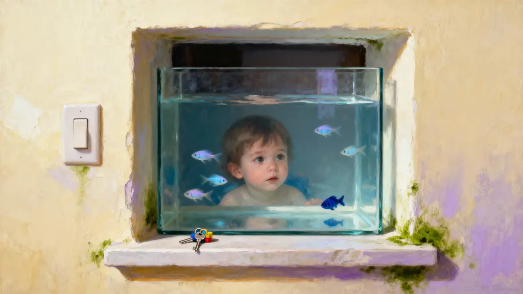 Child in glass tank inside switch