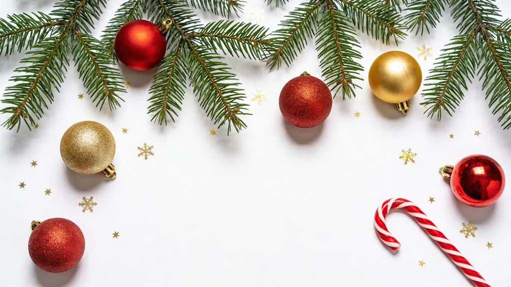 Christmas flat lay border with ornaments