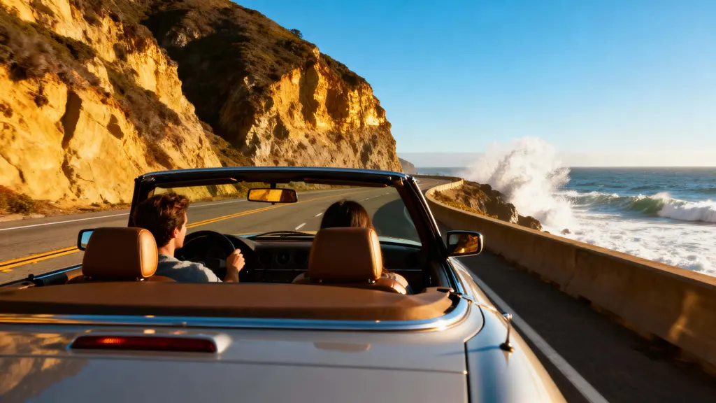 Convertible Car on Pacific Coast Highway