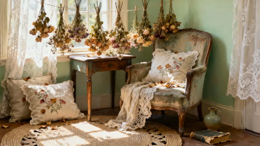 Dried Flowers in Vintage Interior