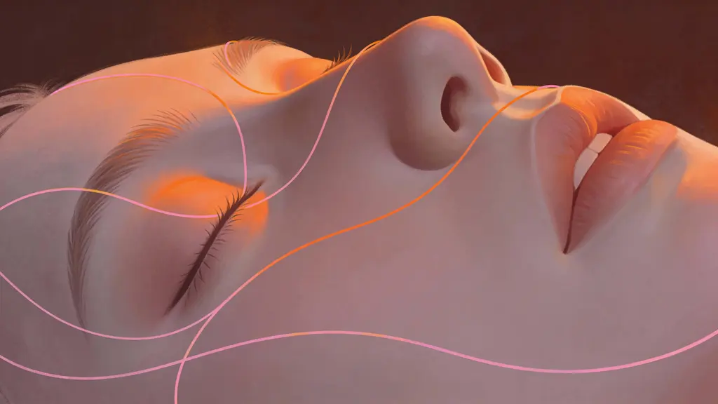 Face in rose-gray sculpted relief