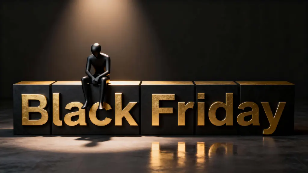 Faceless Character on Word Sculpture