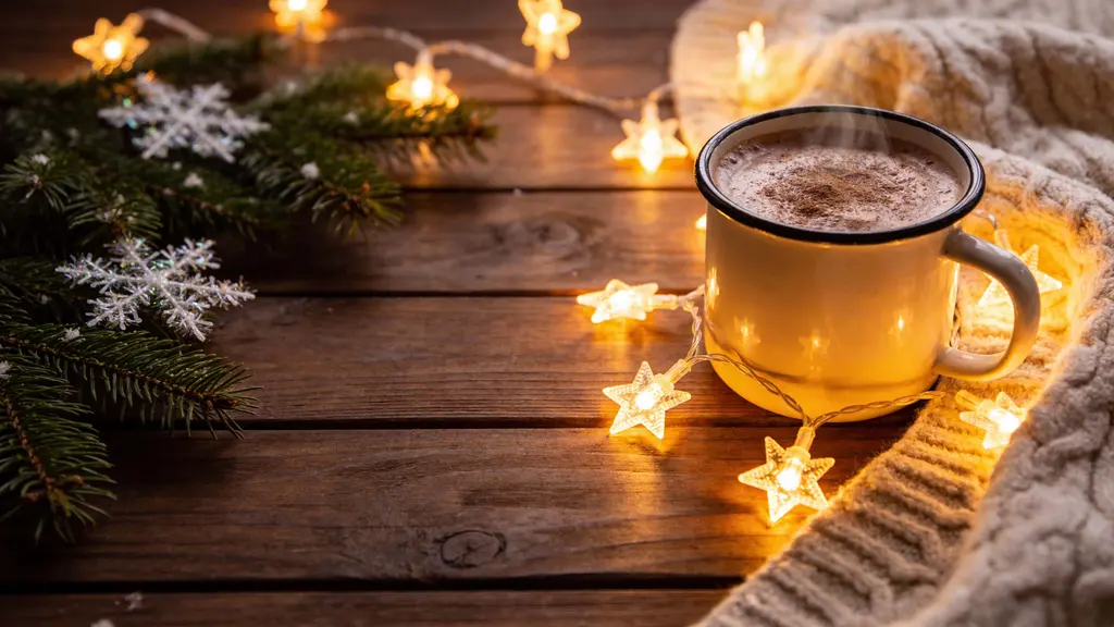 Fairy Lights on Wooden Mantel