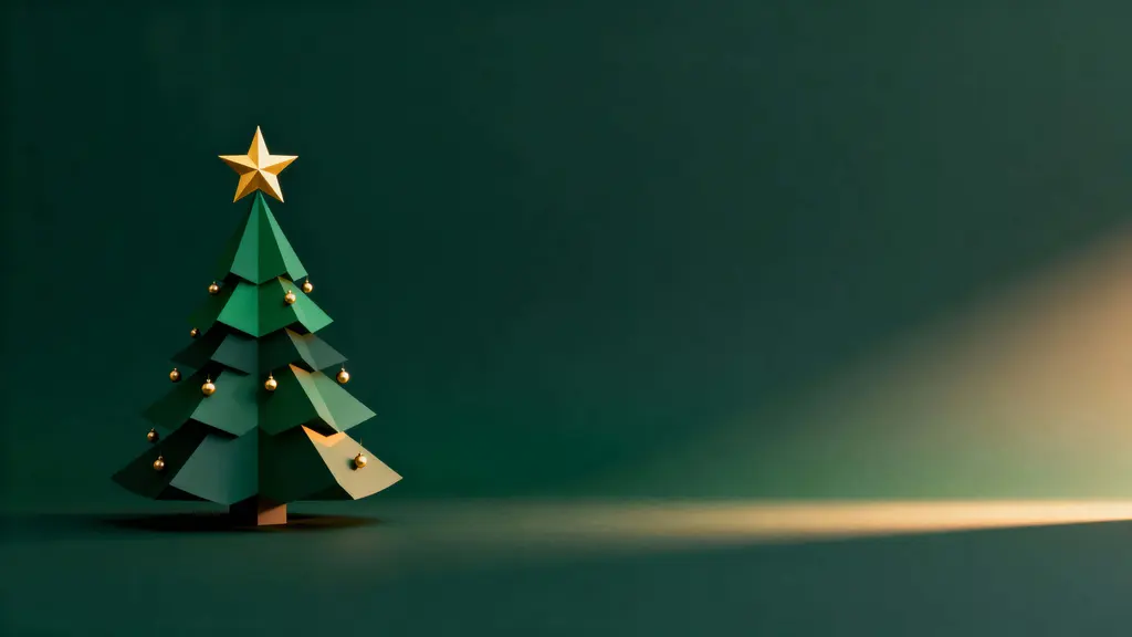 Fir Tree Minimalist Christmas Background Scene