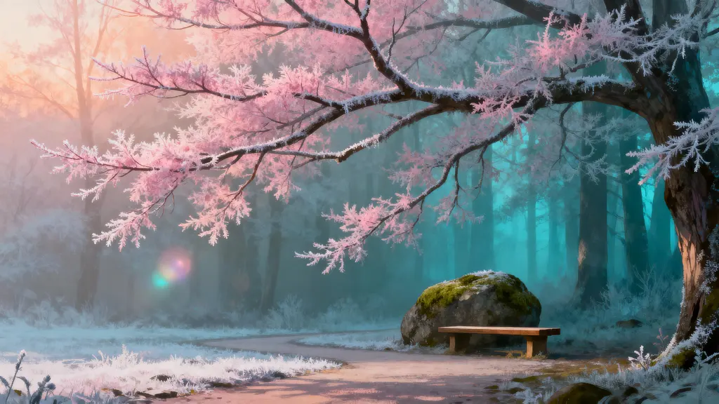 Forest dream scene in pastel pink frosting