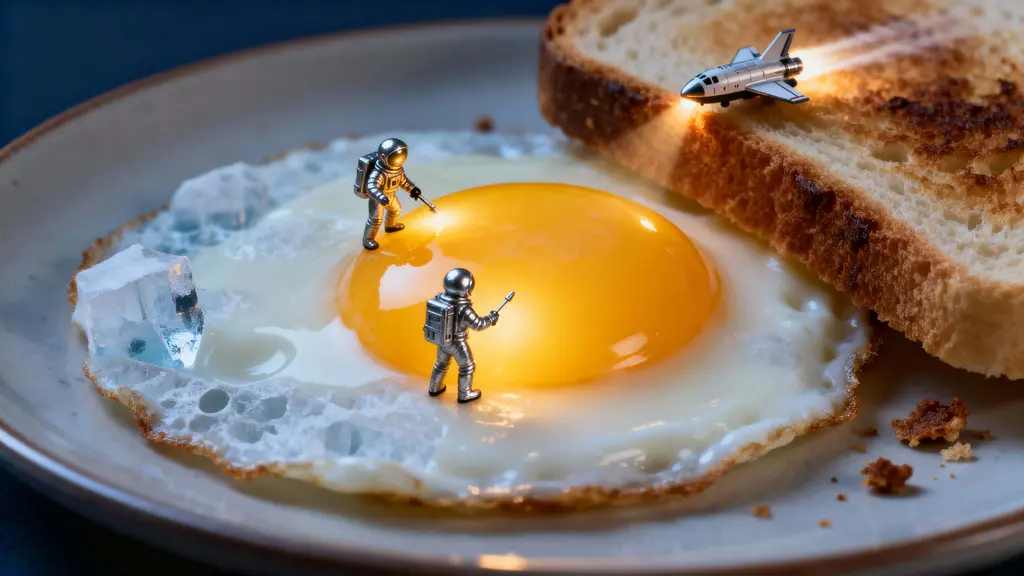 Fried Egg Planet with Toast Landing