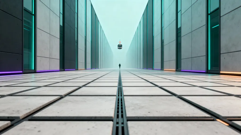 Futuristic grid perspective minimal architecture