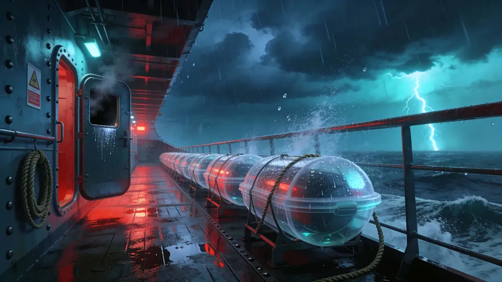 Futuristic Ship Deck, Stormy Night Cinematic