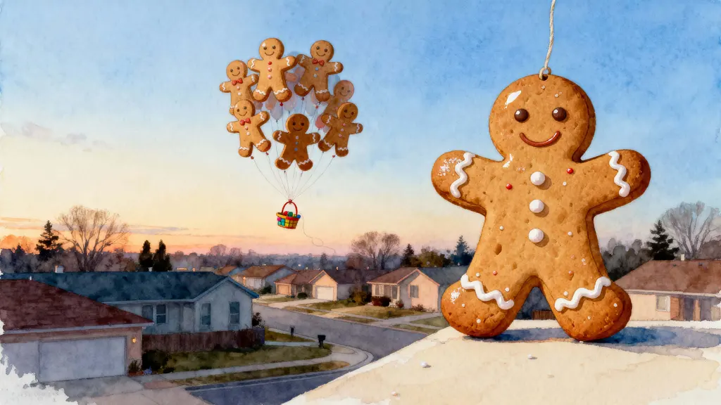 Gingerbread Men Floating Like Balloons