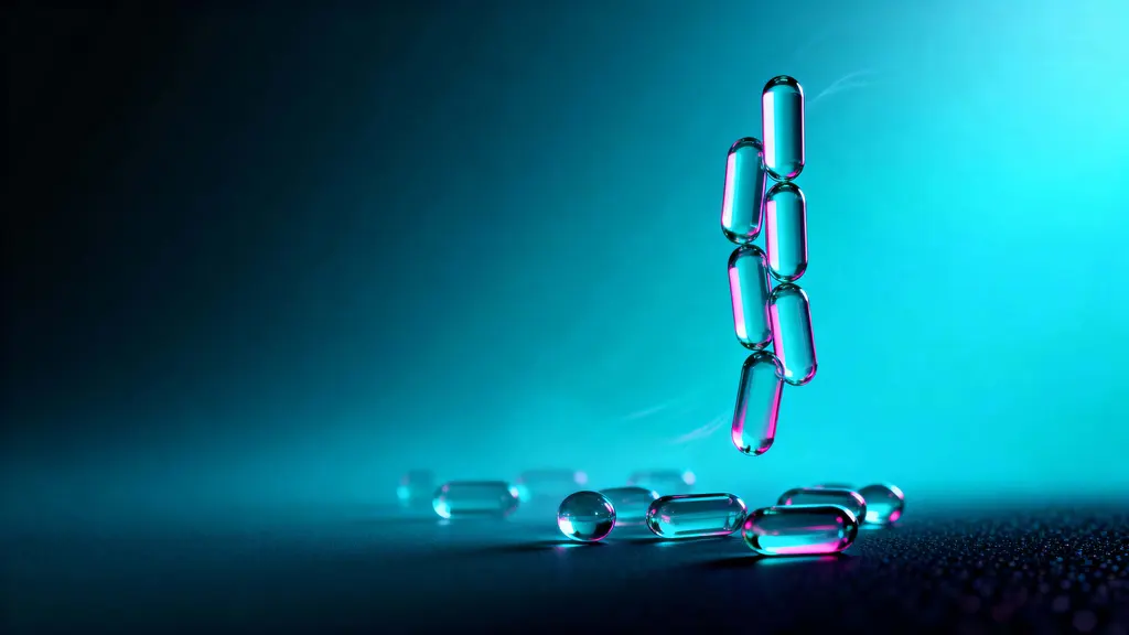 Glass orb chain on teal gradient