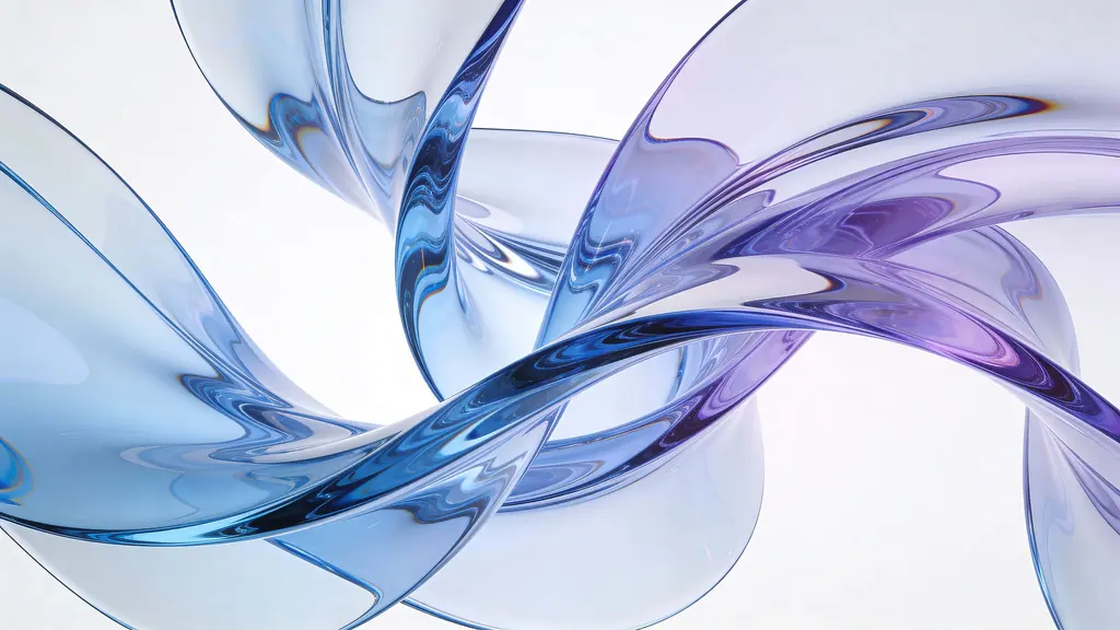 Glass ribbon sculpture in studio