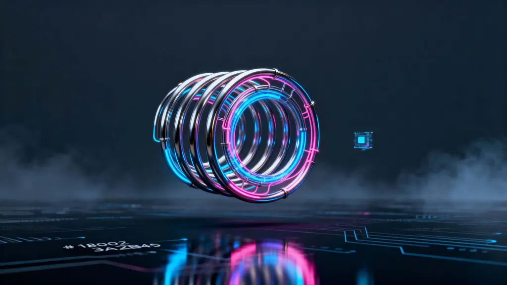 Glowing Circuit Spiral in Cyber-Dream