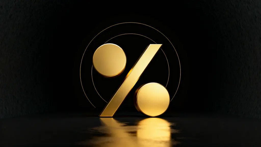 Golden percentage symbol on black