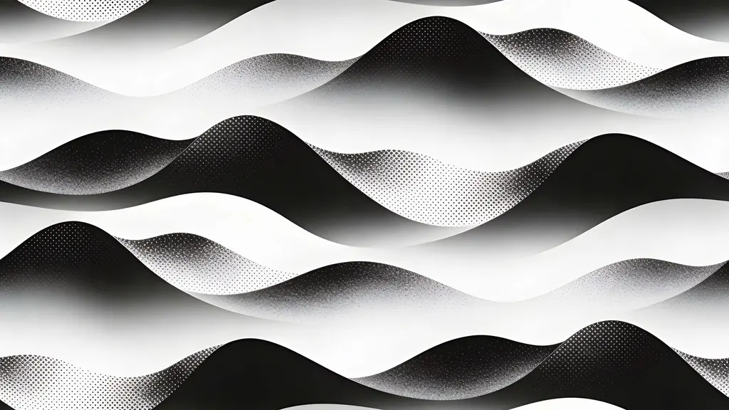 Halftone Wave Pattern in Black and White