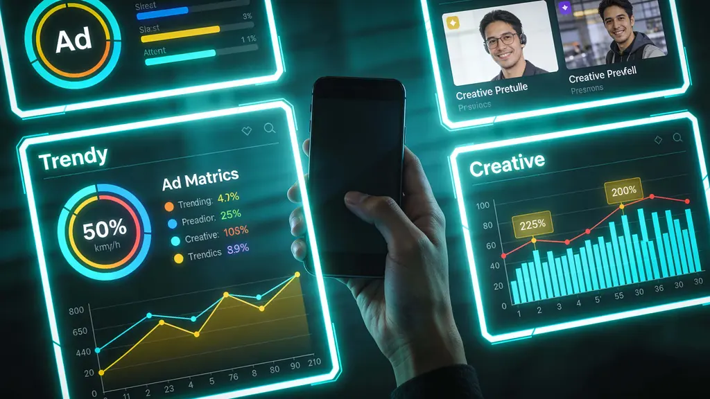 Hand Holding Smartphone with Neon Holograms