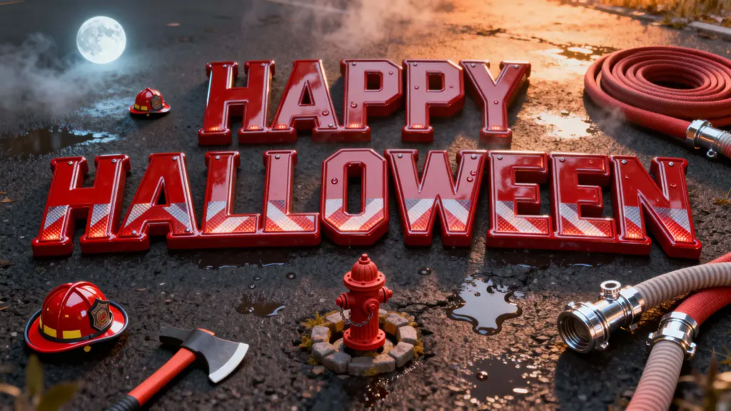 HAPPY HALLOWEEN glossy enamel letter scene