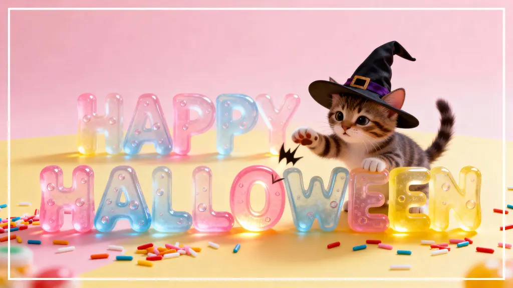 Happy Halloween gummy-glass scene