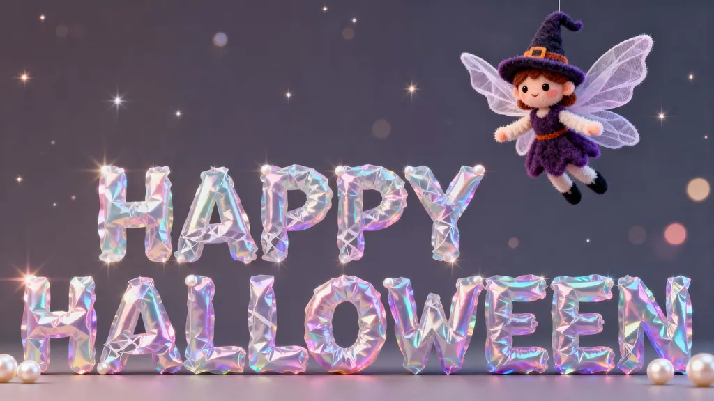 HAPPY HALLOWEEN iridescent cellophane letters