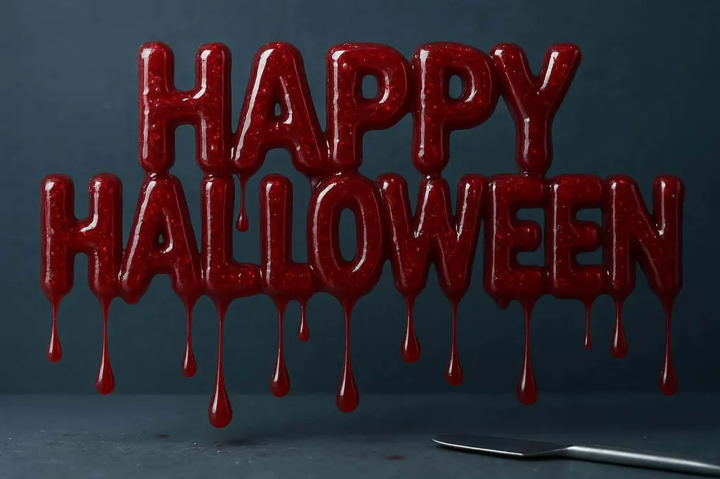 HAPPY HALLOWEEN liquid-blood typographic sculpture