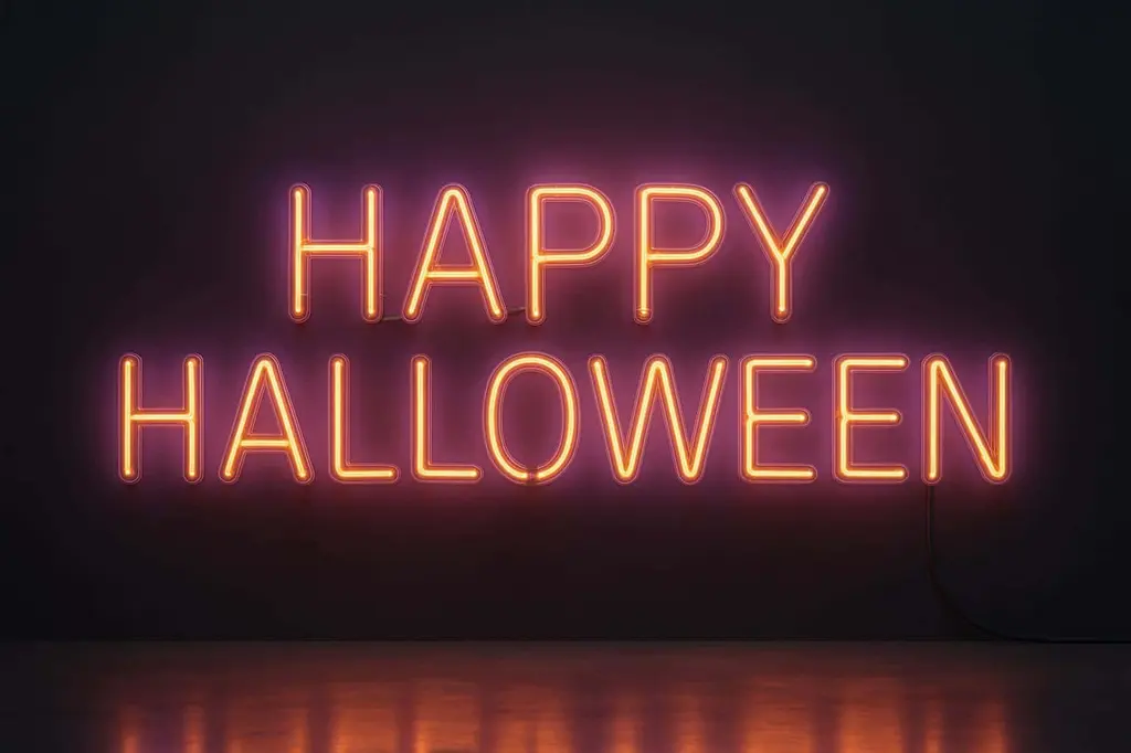 HAPPY HALLOWEEN neon glass sign