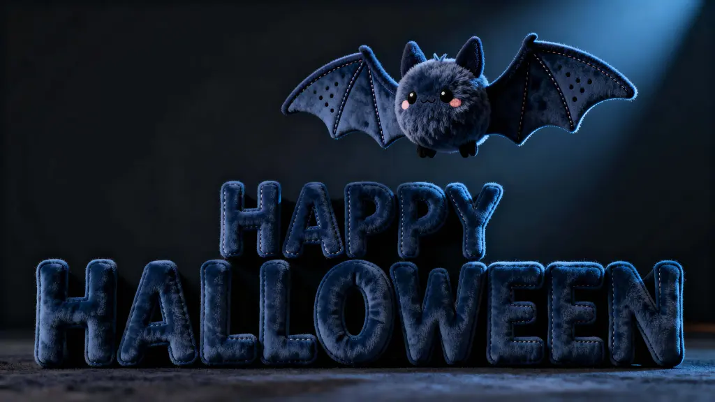 Happy Halloween suede lettering with bat