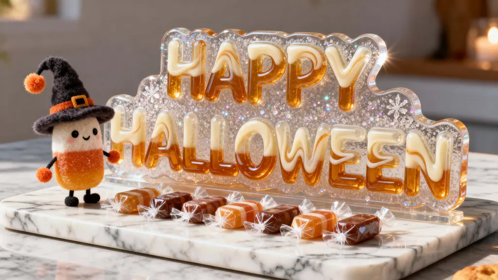 HAPPY HALLOWEEN sugar glass display