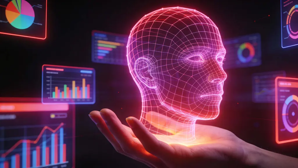 Holographic Head Above Open Hand