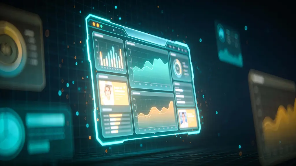 Holographic Marketing Dashboard in Darkness