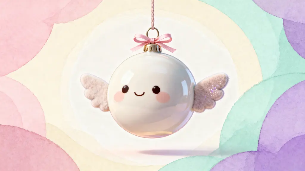 Kawaii winged ornament illustration