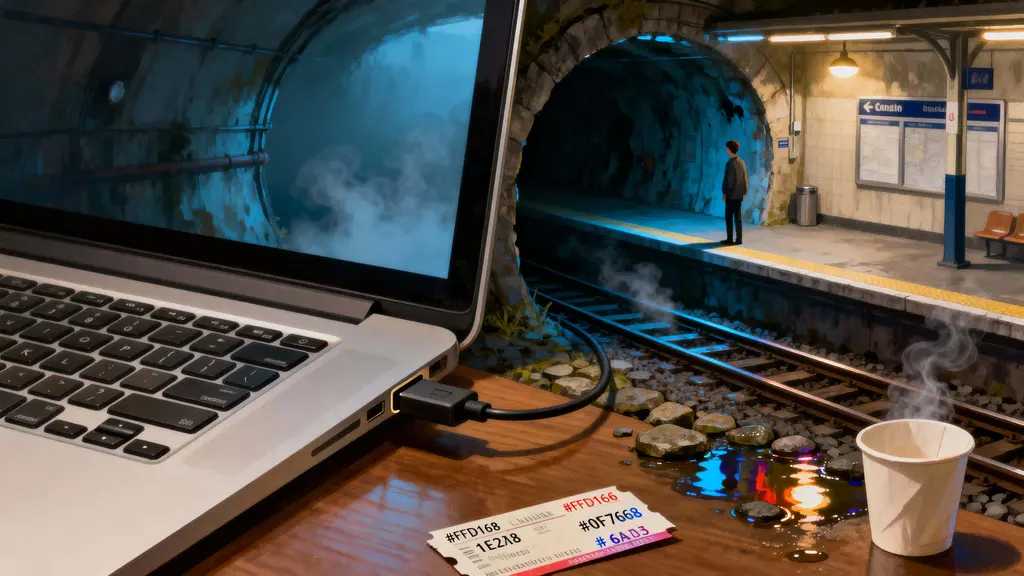 Laptop with miniature train station