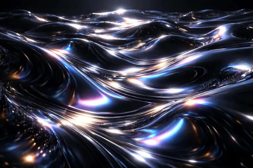 Liquid Metallic Abstract with Iridescent Ripples