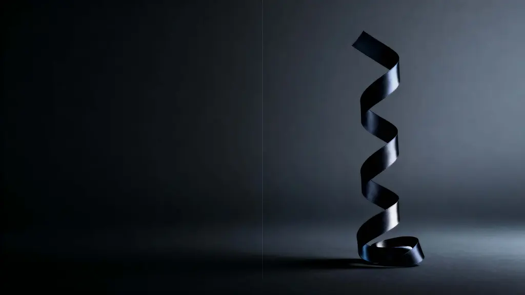 Matte-black ribbon minimal 16:9 composition