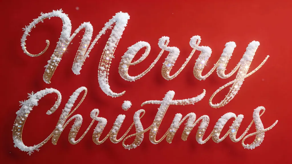 Merry Christmas calligraphy on red background