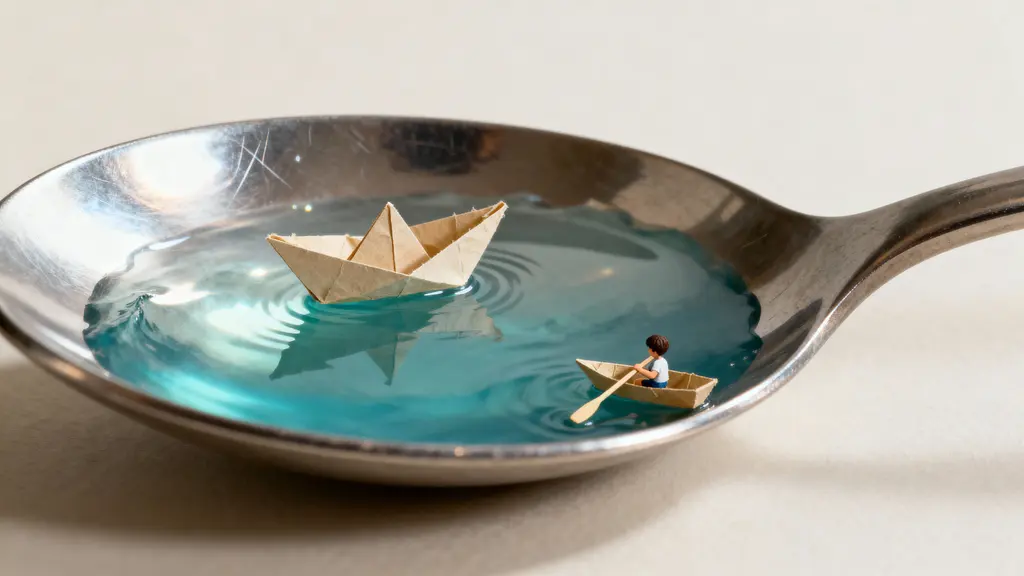 Metal Spoon Miniature Ocean Scene