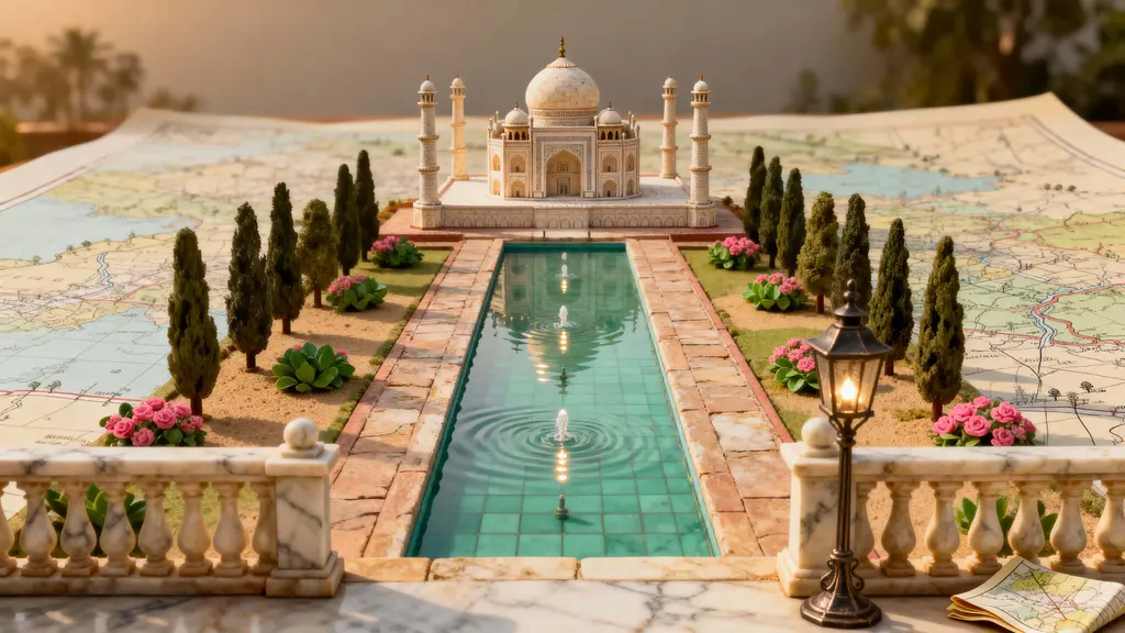Mini Taj Mahal Model in Reflecting Garden