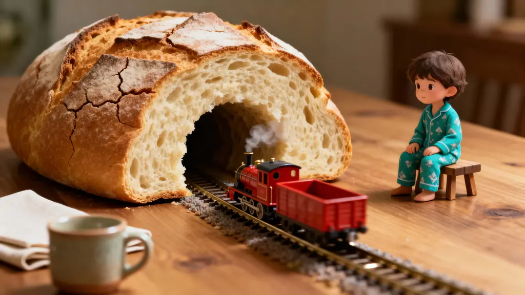 Miniature Train Through Bread Tunnel